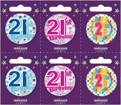 Immagine prodotto Kaleidoscope 21° Compleanno Set di Badge Misura Confezione 6
