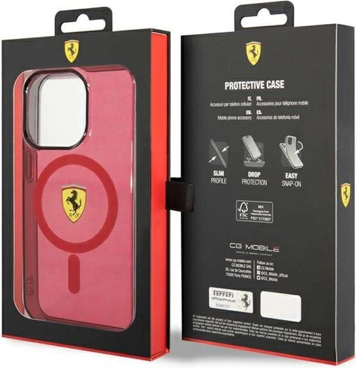 Actual product image Ferrari FEHMP14LUKR iPhone 14 Pro 6.1" red/red hardcase Translucent Magsafe (Apple iPhone 14 Pro)
