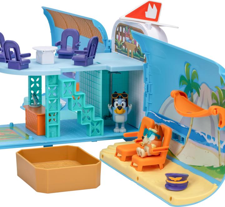 Productafbeelding Moose Bluey transformatiespeelset Holiday 3in1 vliegtuig-boot-hotel