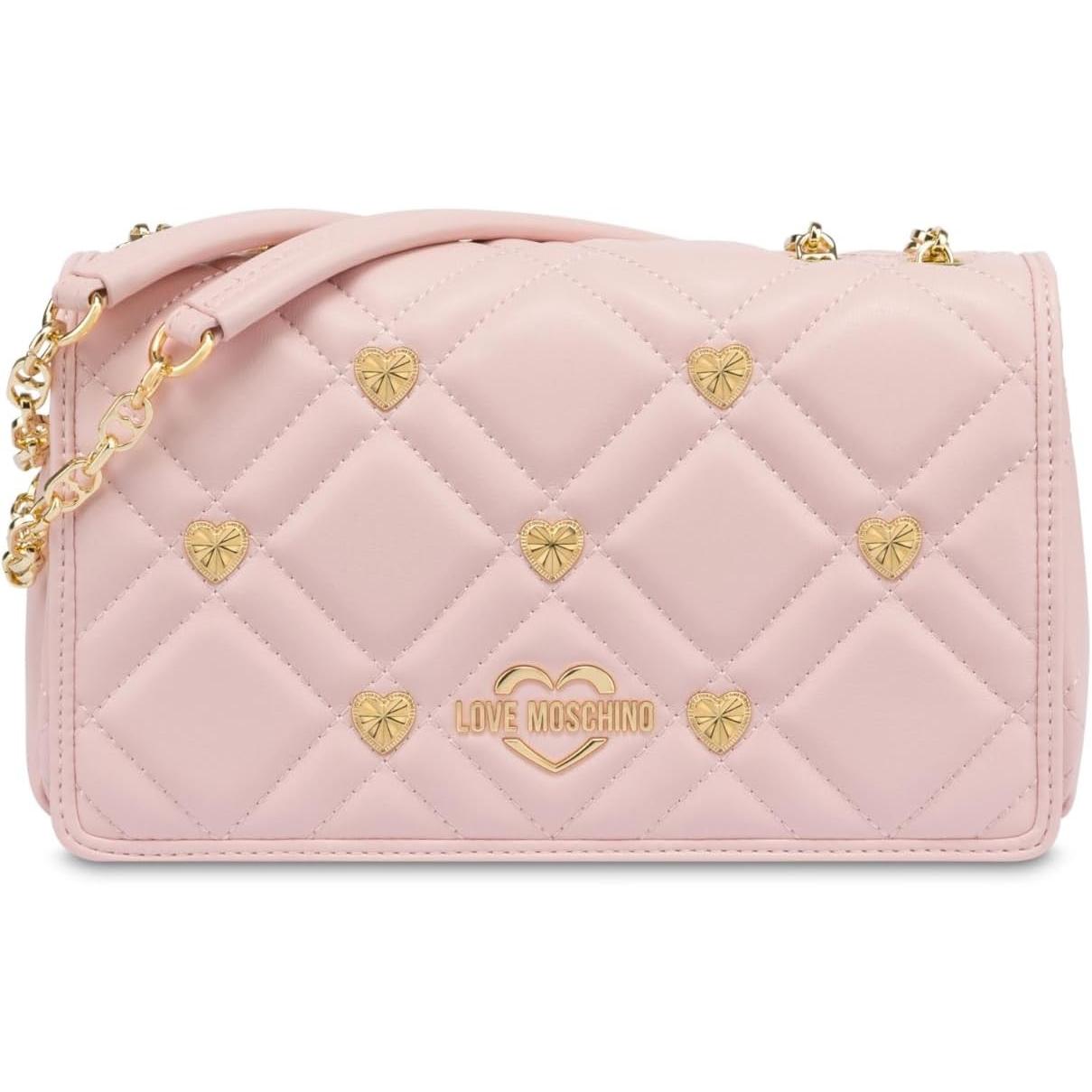 Love Moschino, Vrouwen, Handtas, Schultertasche mit Steppung und Nieten, Roze