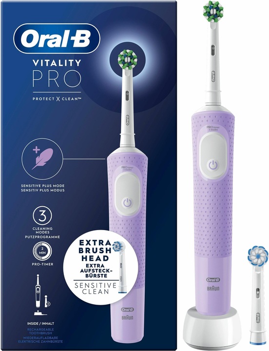 Actual product image Oral-B Vitality Pro Adult Rotating Vibrating Toothbrush Purple (Oscillating toothbrush)