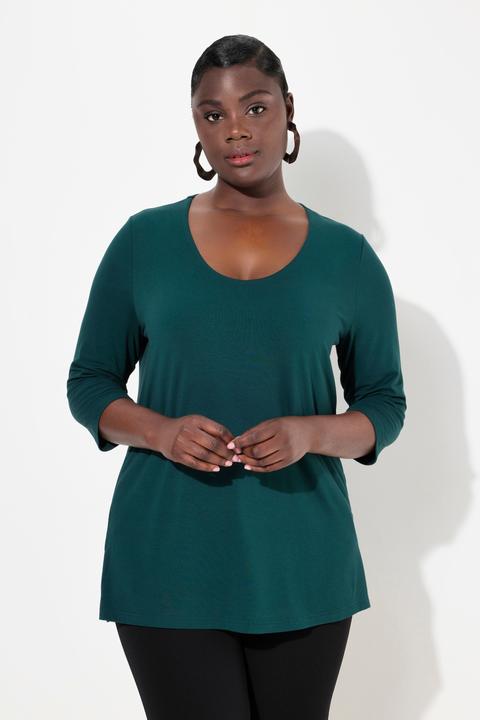 Produktbild Ulla Popken Shirt, tiefer Rundhalsausschnitt, 3/4 Arm (42, 44)