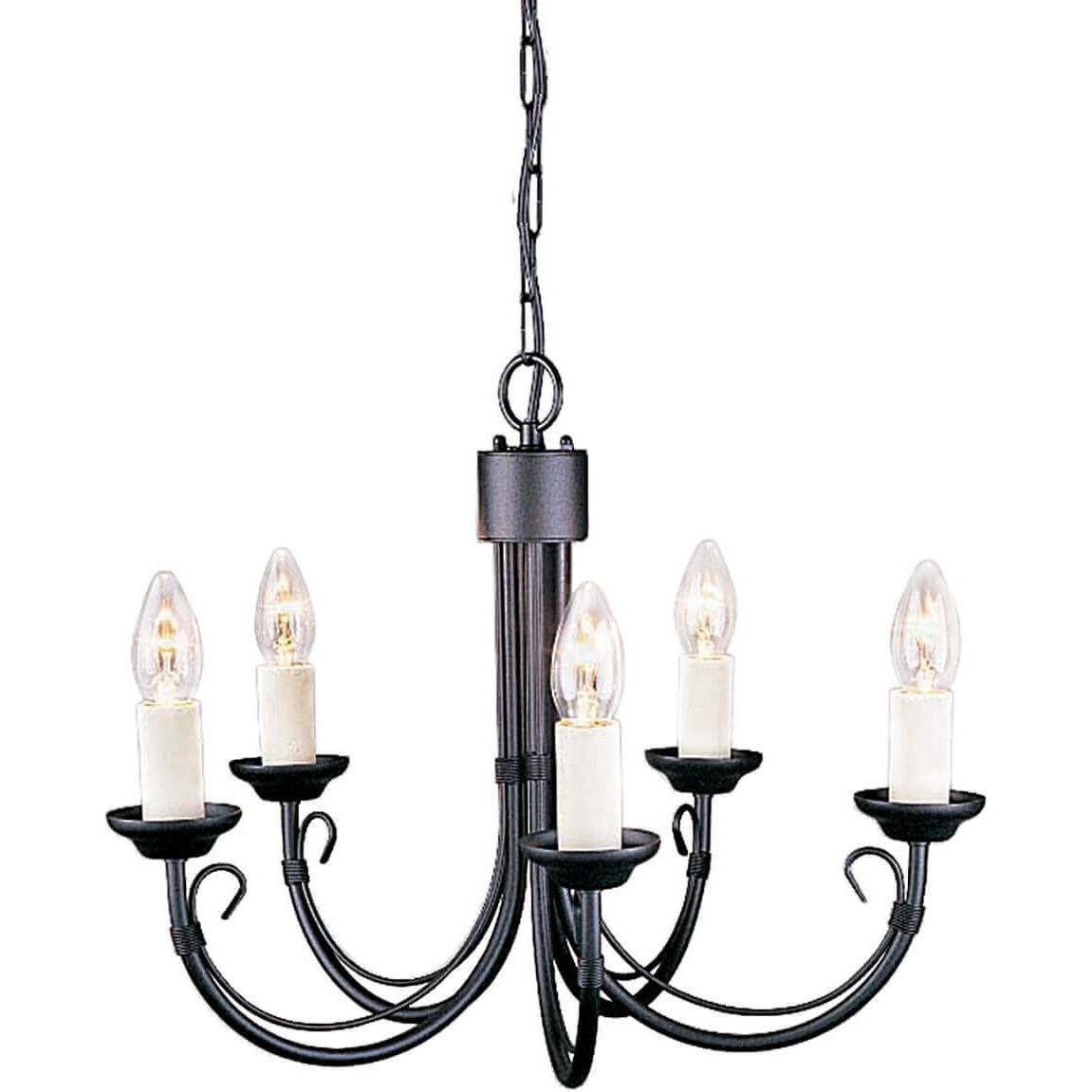 Elstead Lighting, Kronleuchter, Chartwell Kronleuchter E14 5-fach Schwarz, Made in UK (47 cm)