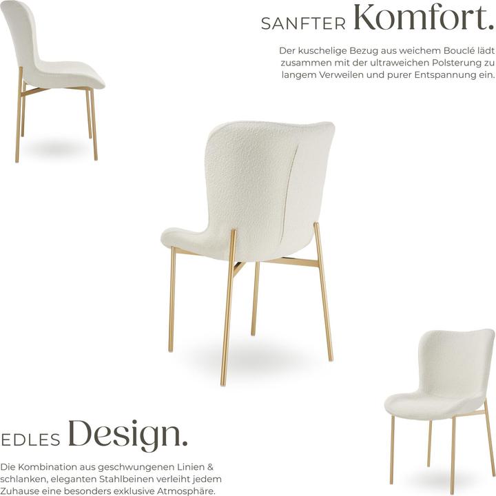 Image du produit tectake Lot de 2 chaises rembourrées Tessa Bouclé