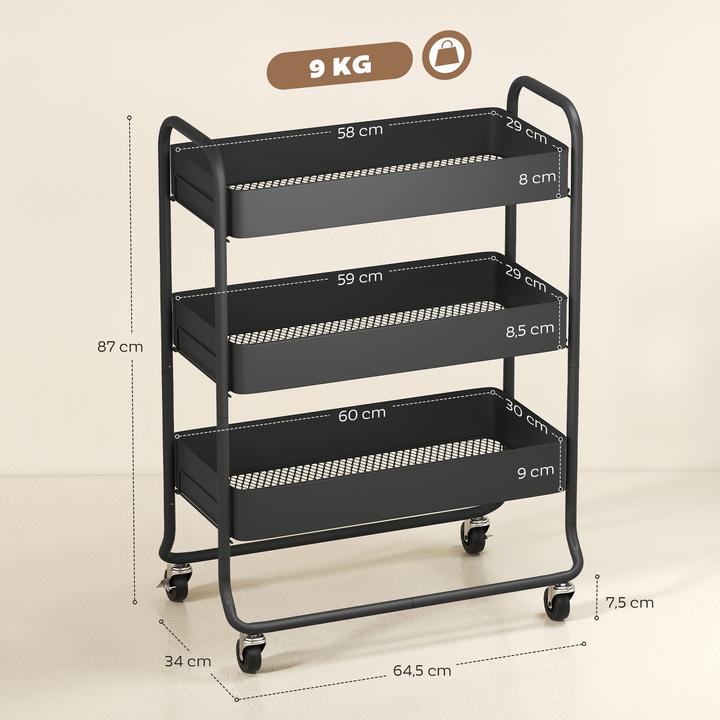 Produktbild Homcom Küchenwagen Metall Schwarz
