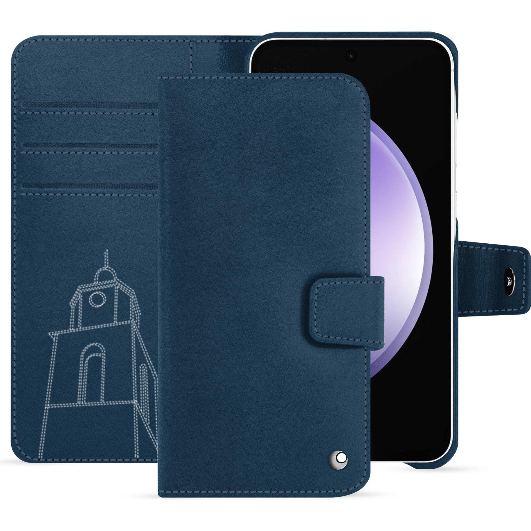 Noreve Lederschutzhülle Samsung Galaxy S23 FE (Samsung Galaxy S23 FE), Smartphone Hülle, Blau