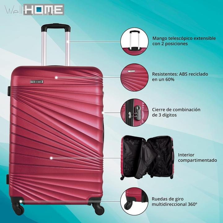 Actual product image Well Home Hard Shell Suitcase Set with Toiletry Bag