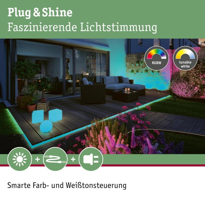 Image du produit Paulmann Luminaires Plug & Shine Smooth RGB+ TW (RGBW, 200 cm, Extérieur)