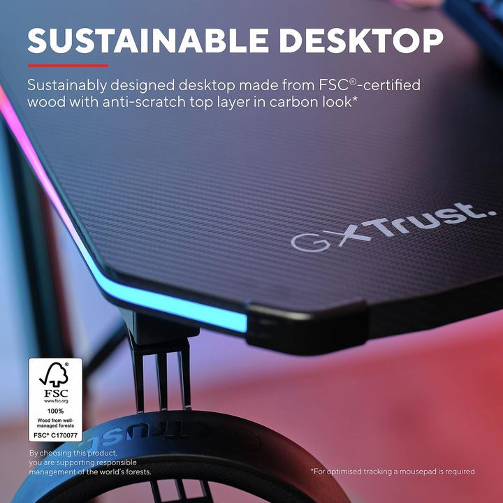 Produktbild Trust GXT 709 Luminus Gaming LED-Schreibtisch