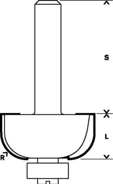 Produktbild Bosch Professional Zubehör Hohlkehlenfräser, 8 mm, R1 12 mm, D 36,7 mm, L 16 mm, G 58 mm