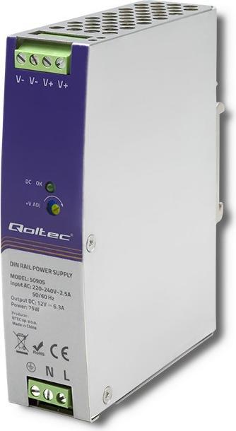 Produktbild Qoltec 50905 Industrial DIN rail power (75 W)