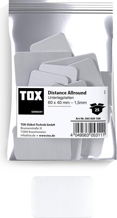 Actual product image Tox Shim plates 60x40 mm Distance Allround 1.5 mm (25 pcs.) (25 pcs.)