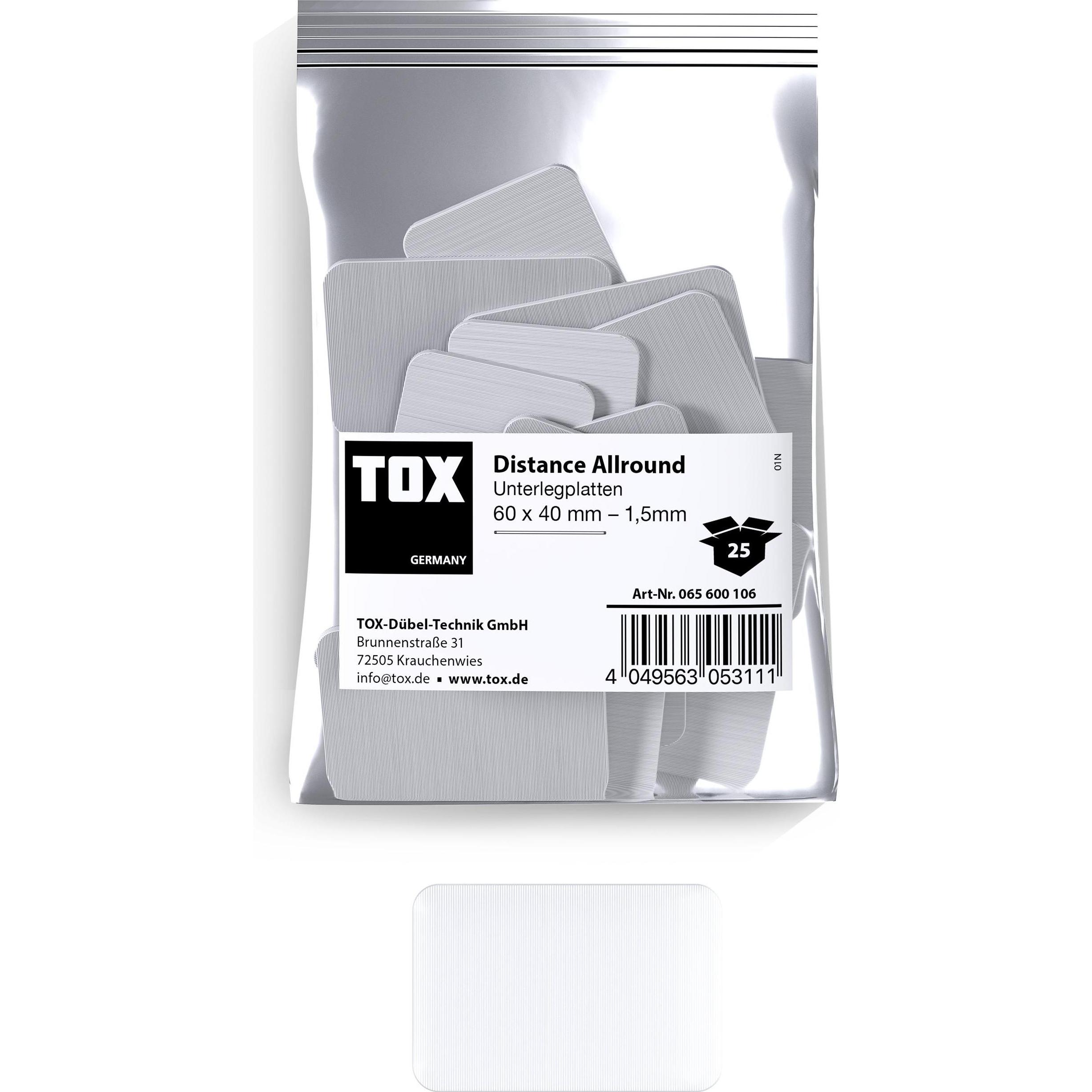Tox, Dübel, Unterlegplatten 60x40 mm Distance Allround 1,5 mm (25 Stk.) (25 Stk.)