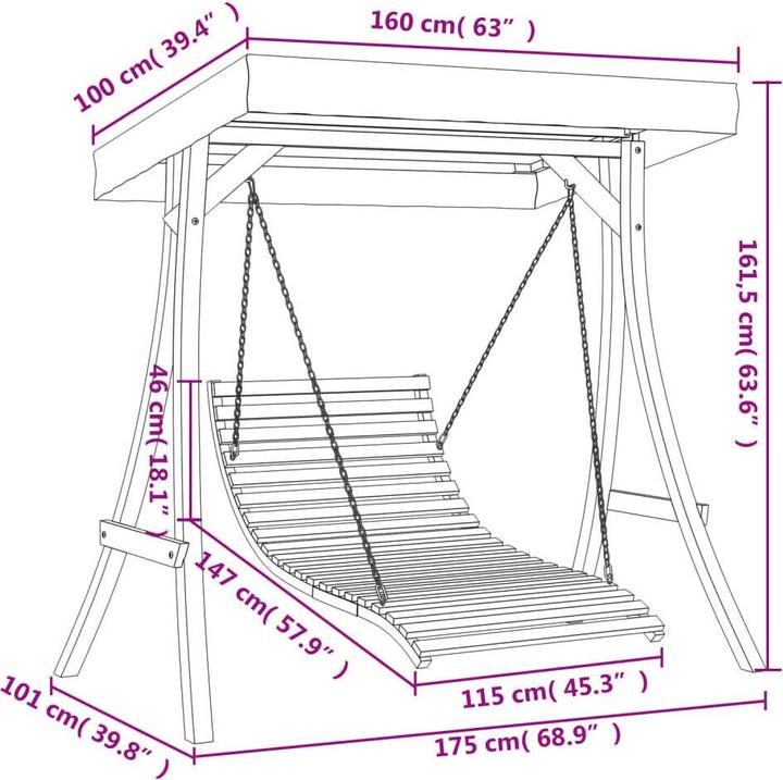Actual product image vidaXL Schaukelbett