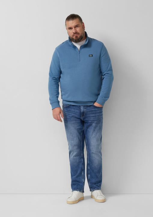 Produktbild s.Oliver Sweatshirt Sweatshirt mit Troyer-Kragen und Logo-Patch (XXL)