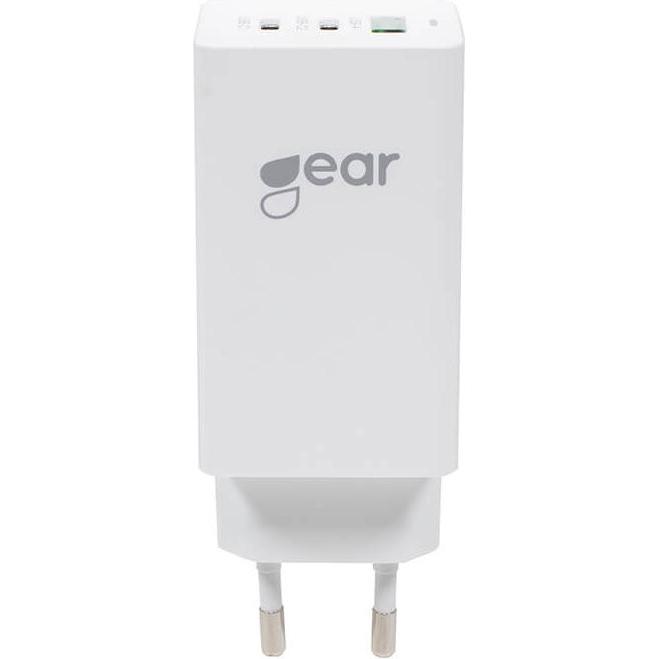 Carl Caricabatterie GEAR GAN 220V 2xUSB-C + 1xUSB-A (65 W), Caricatore USB, Bianco