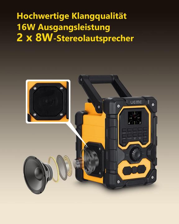 Actual product image Ueme Baustellenradio DB-1005 mit DAB+ und Bluetooth (DAB+, Bluetooth)