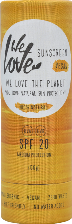Image du produit We Love The Planet SUNSTICK naturel SPF 20 UVA - UVB - Hypoallergénique | Waterproof (Stick solaire, Crème solaire visage, SPF 20, 50 ml, 50 g)