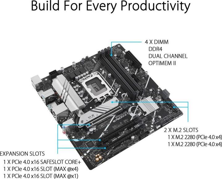 Produktbild ASUS PRIME B760M-A D4-CSM (LGA 1700, Intel B760, mATX)
