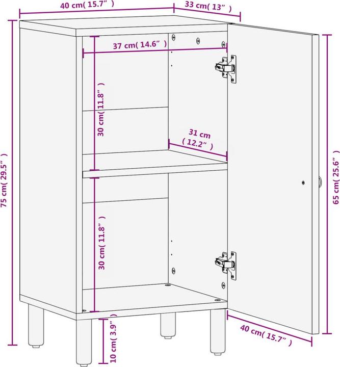 Produktbild vidaXL Beistellschrank (40 x 33 x 75 cm)