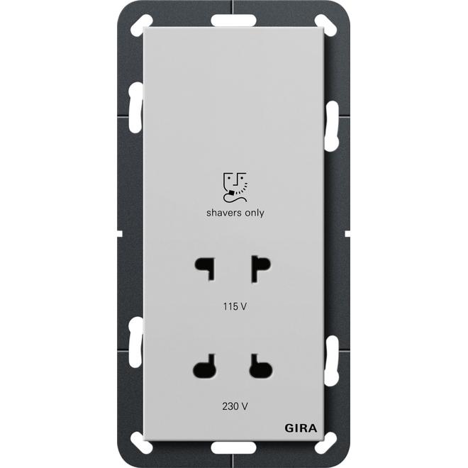 Gira, Zubehör Schalterprogramm, Rasiersteckd. 115-230 V System 55 Grau m 2820015