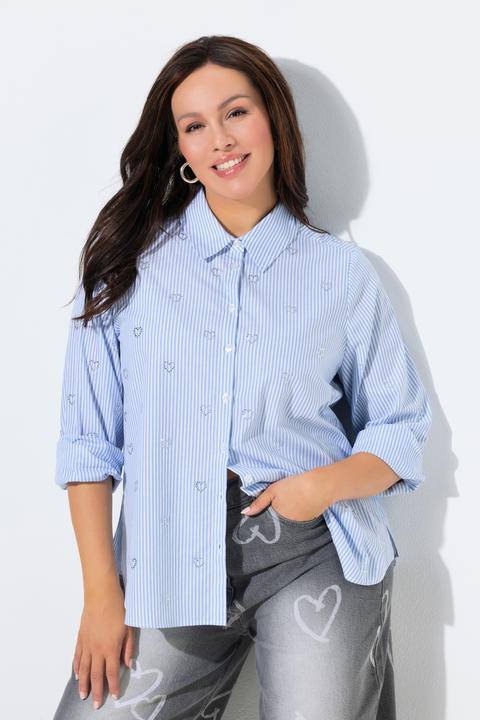Immagine prodotto Ulla Popken Camicia dal taglio svasato con cuori, collo da camicia e maniche lunghe (50, 52)