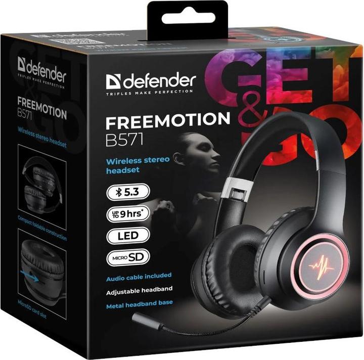 Produktbild Defender FREEMOTION B571 Wireless Bluetooth Hintergrundbeleuchtung + MP3-Player + Mikrofon Kopfhörer (Kabellos)