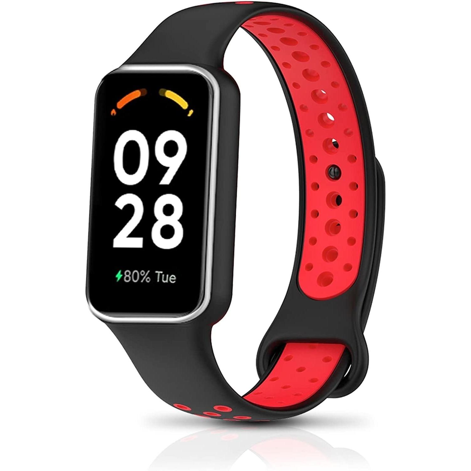 Strap-it Sport Armband (Silikon), Uhrenarmband, Schwarz, Rot