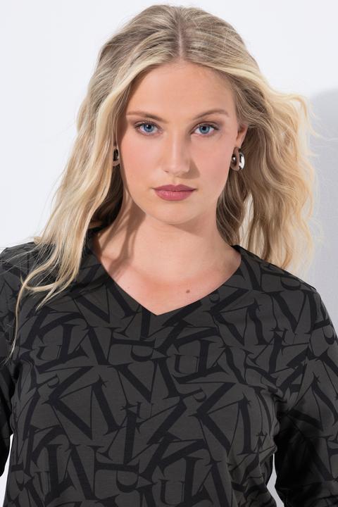 Produktbild Ulla Popken Shirt, Buchstaben, Classic, V-Ausschnitt, 3/4-Arm (50, 52)