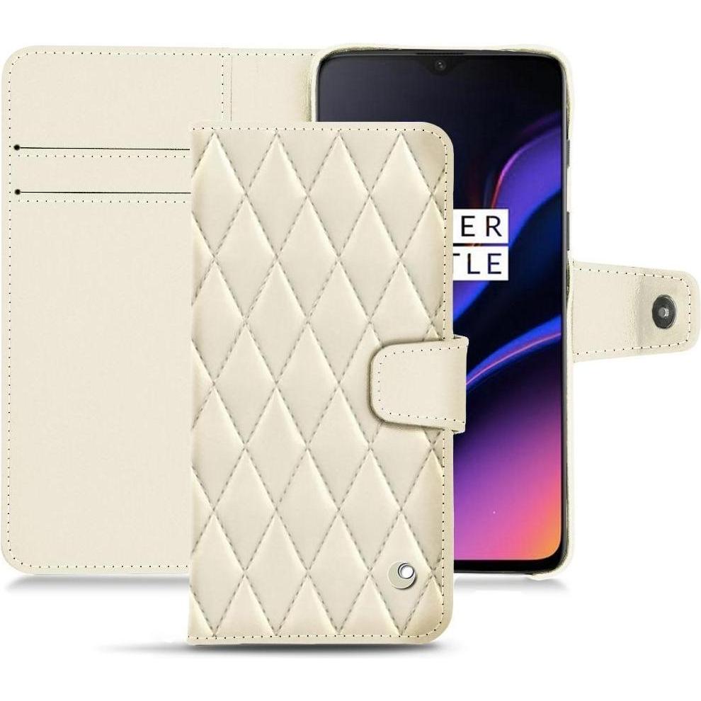 Noreve Lederschutzhülle Wallet (OnePlus 6T), Smartphone Hülle, Weiss