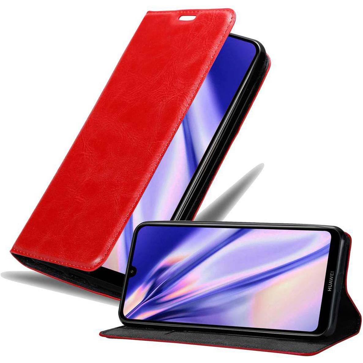 Cadorabo Book Invisible Magnet Cover (Huawei Y7 (2019)), Smartphone Hülle, Rot