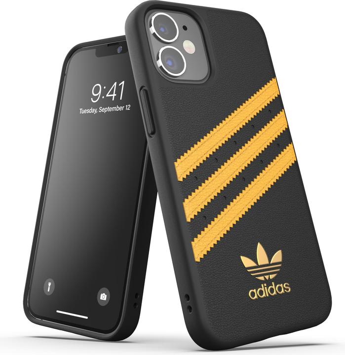 adidas Back Cover Moulded PU iPhone 12 mini Schwarz/Gelb (Apple iPhone 12 mini)