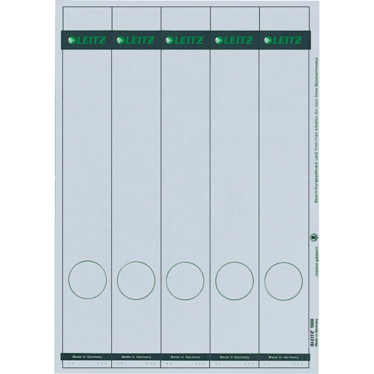 Leitz, Ordner Zubehör, Ordnerrücken-Etikett, 39 x 285 mm, lang, schmal, grau passend für Standard- und Hartpapp