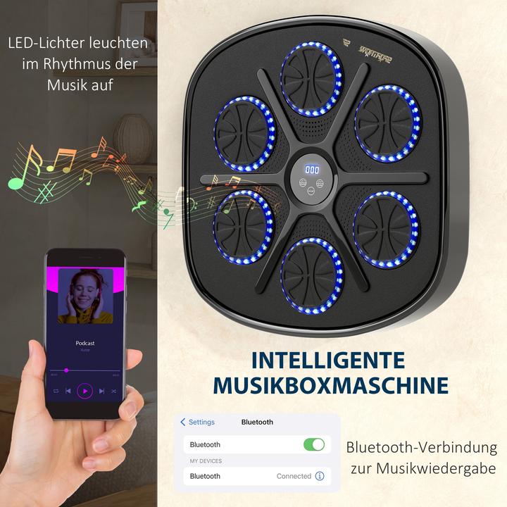 Produktbild SportNow Music Boxing Machine Kunstleder, Kunststoff Schwarz (41.80 cm)