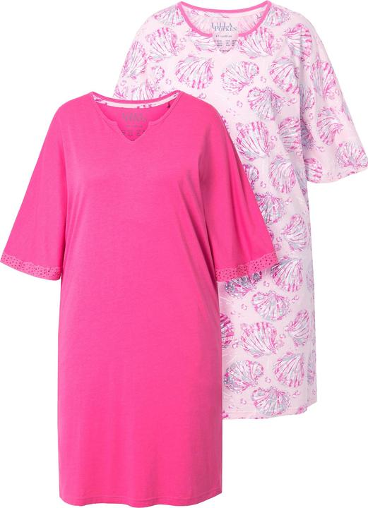 Actual product image Ulla Popken 2 Pack of Sleep Tees- Seashell Print (46, 48)