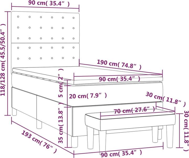 Produktbild vidaXL Boxspringbett (90 x 190 cm)