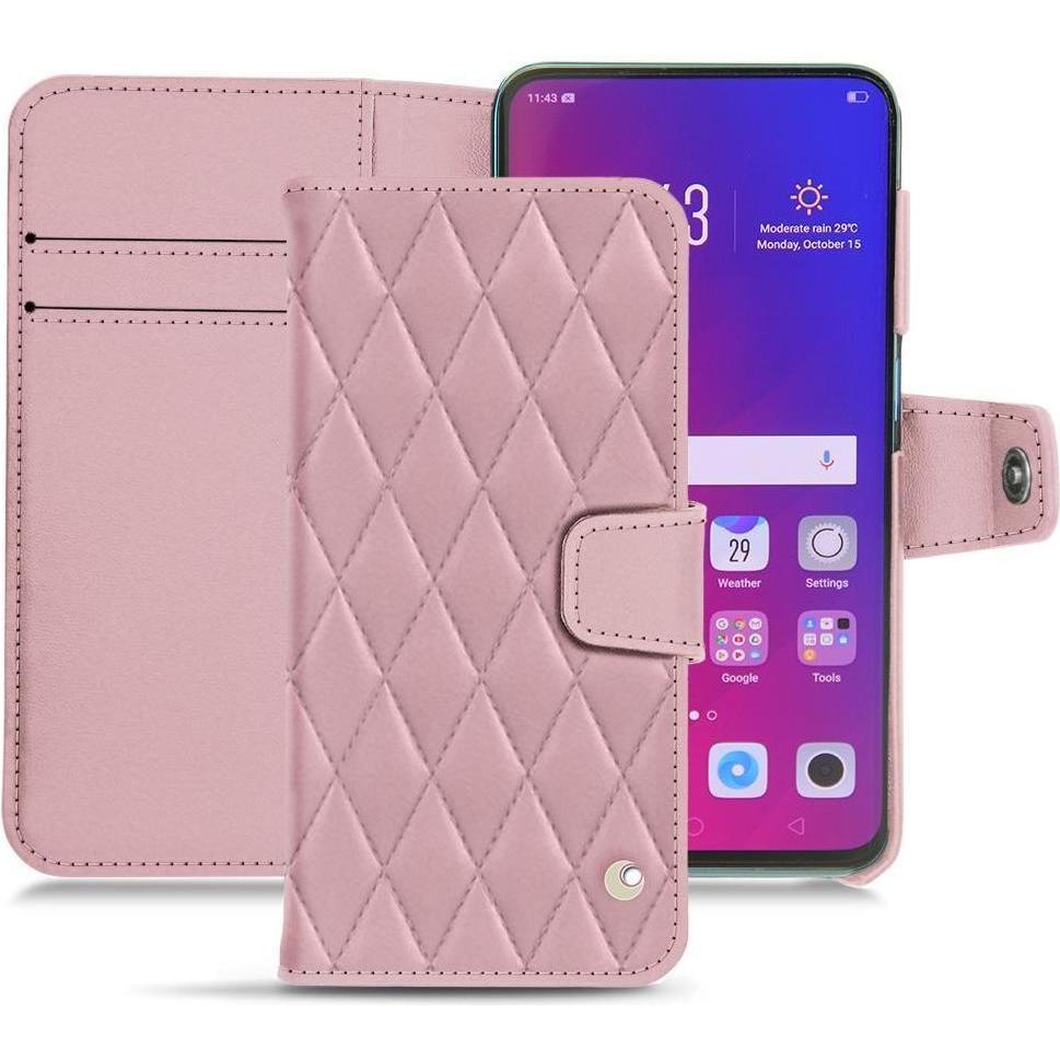 Noreve Lederschutzhülle Wallet (Oppo Find X), Smartphone Hülle, Rosa