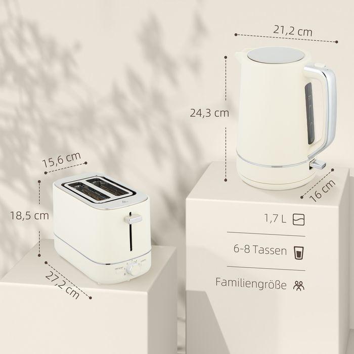Produktbild Swisshandel24 Set aus 1,7 L Wasserkocher und Toaster mit 6 Bräunungsstufen, Beige (1.70 l)