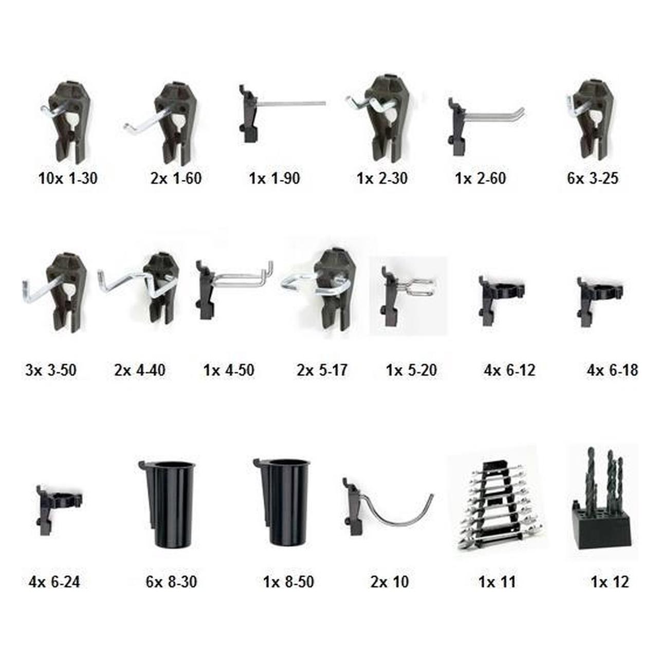 Raaco, Gereedschapsborden, Gereedschapshaak Mix Set 53 Stuks Voor Art.nr.795605, 795584, 795698-699 Clip Mix 53
