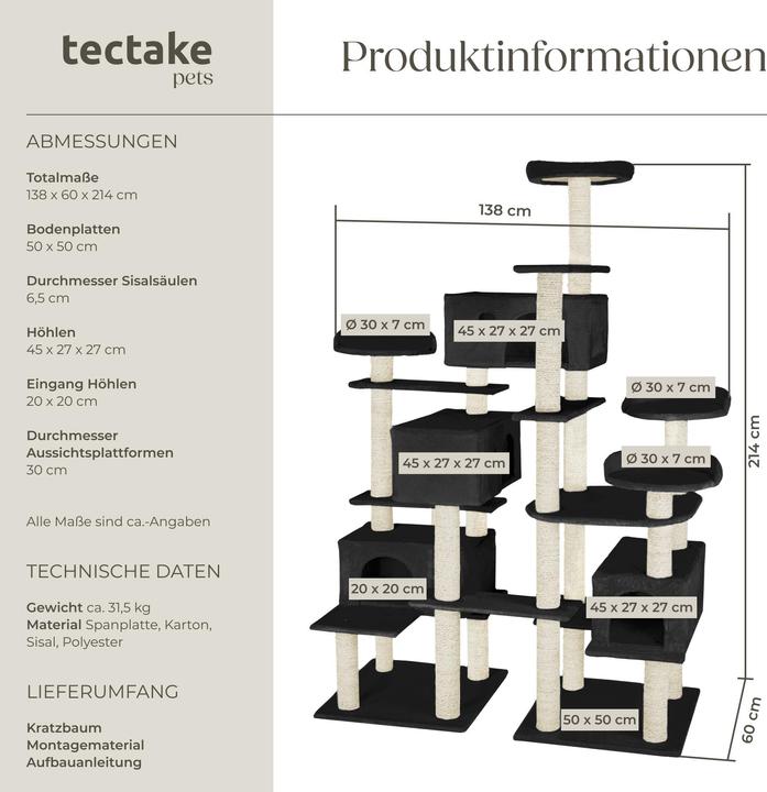 Produktbild tectake Entissar (214 cm, Schwarz)