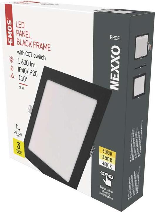 Produktbild Emos LED-Einbauleuchte NEXXO, quadratisch, silber, 18W, mit Change CCT (1600 lm)