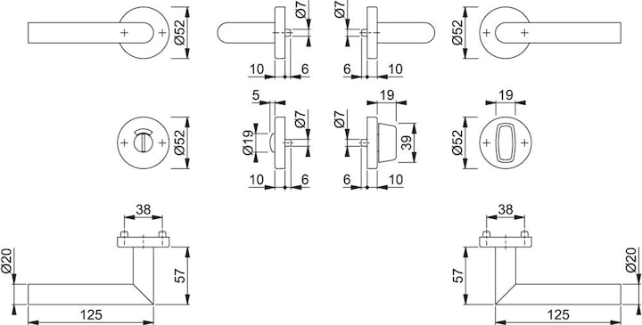 Produktbild Hoppe Rosettengarnitur Amsterdam E1400/42H/42HKVS Edelstahl F69 rund RWSK/OL DIN links / rechts D/D (Türgarnitur)