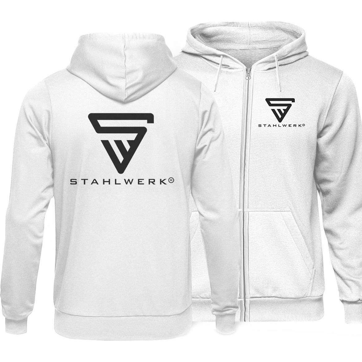 Thumbnail - Stahlwerk, Herren, Pullover, Hoodie Kapuzenpullover Kapuzenpulli mit Reissverschluss Weiss Grösse XL, Weiss, (XL)