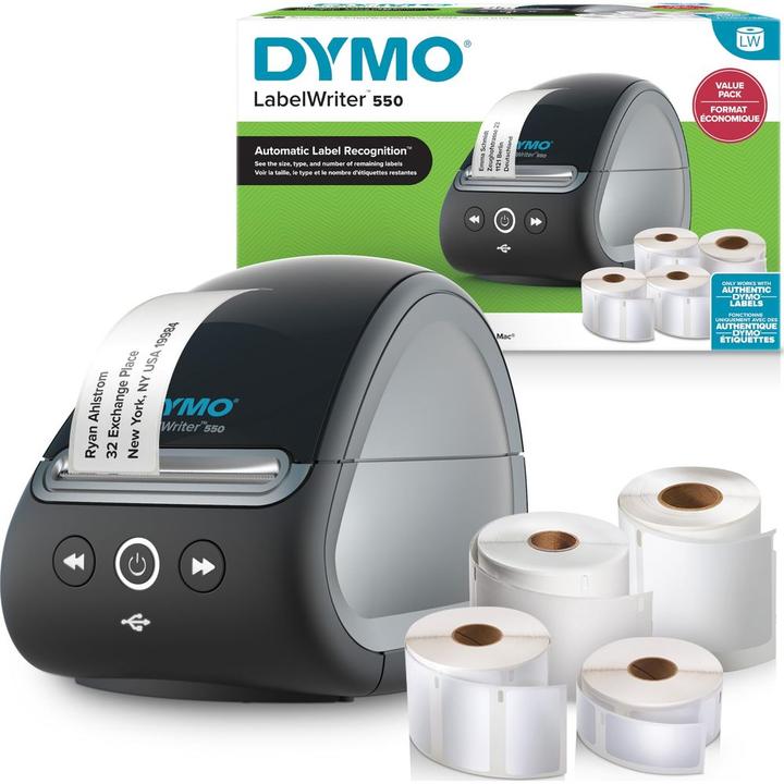 Actual product image Dymo LabelWriter 550 Value with 4 LW rolls (300 dpi)