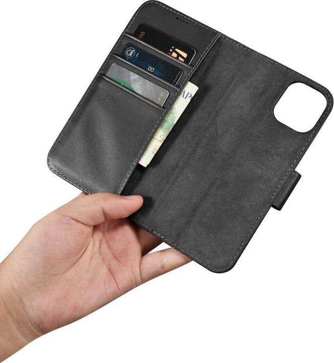 Produktbild iCarer Wallet Case 2 in1 Hülle iPhone 14 Leder Flip Cover AntiRFID schwarz (WMI14220725-BK) (Apple iPhone 14)