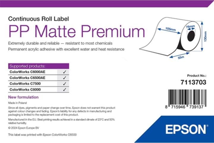 Energie-Label Epson Pp Matte Label Premium (10.50 cm)