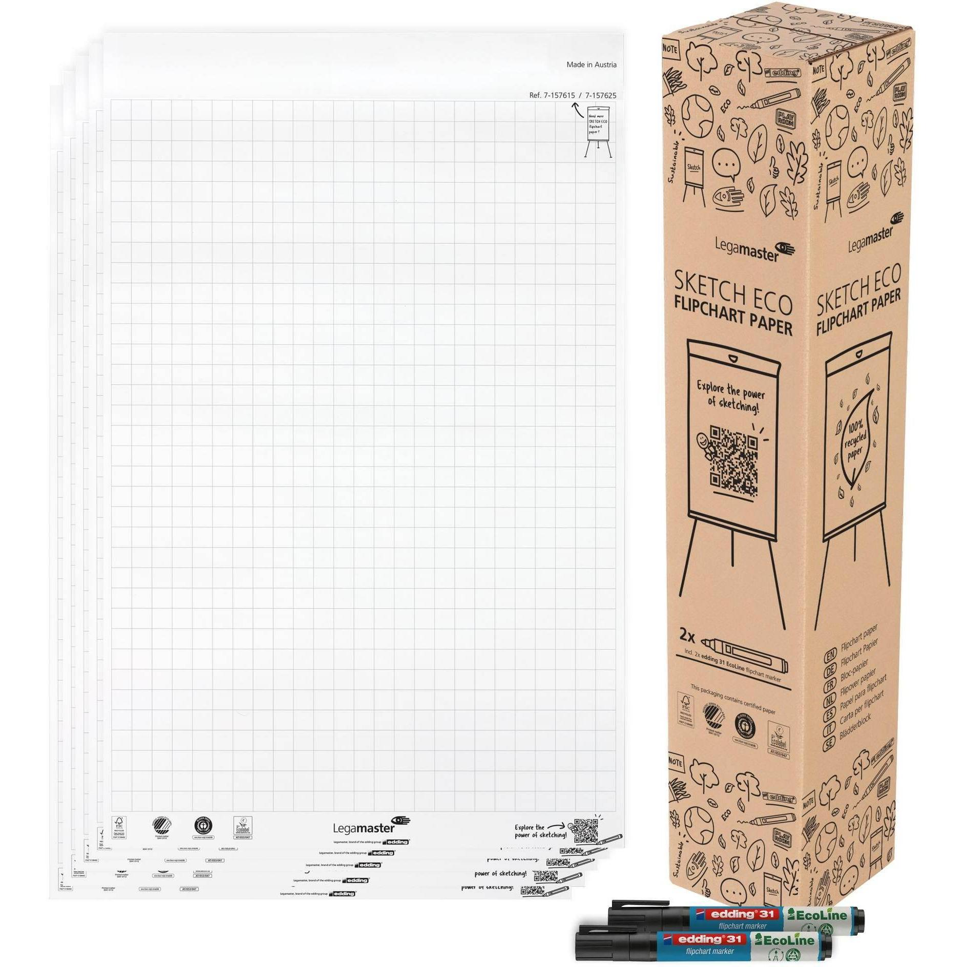 Legamaster, Zubehör Präsentieren, Flipchartblock 5x 20BL kariert im KA