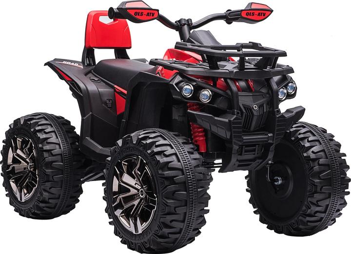Swisshandel24 Auto elettrica per bambini quad, fari, lettore musicale MP3, 3-5 anni, 3-8 km/h, metallo, rosso, 10 (12 V)