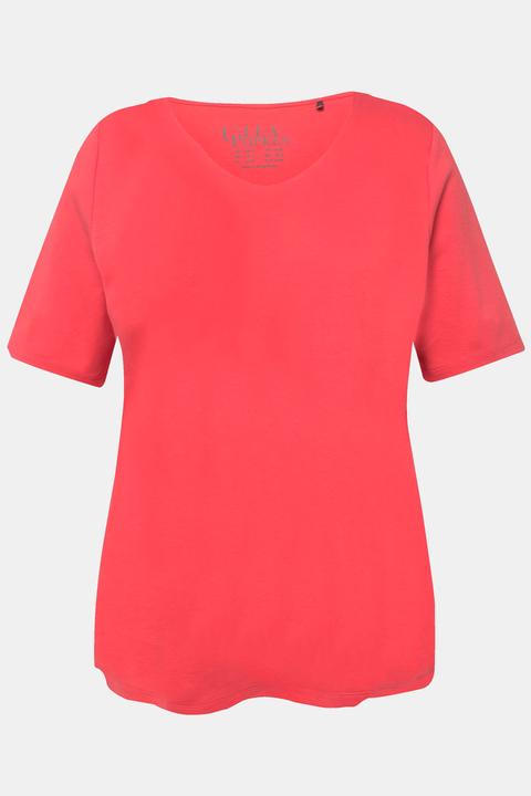 Actual product image Ulla Popken Double Layer Rounded V-Neck Slim Fit Tee (54)