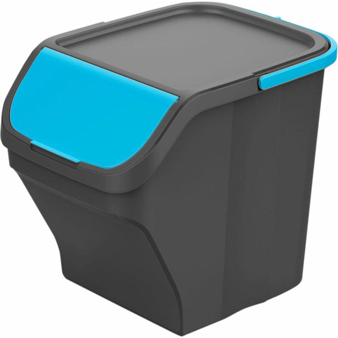 Mondex Stack n sort grey bucket with blue lid 30 x 40 x 34 cm 25 l, Pattumiera, Blu, Grigio